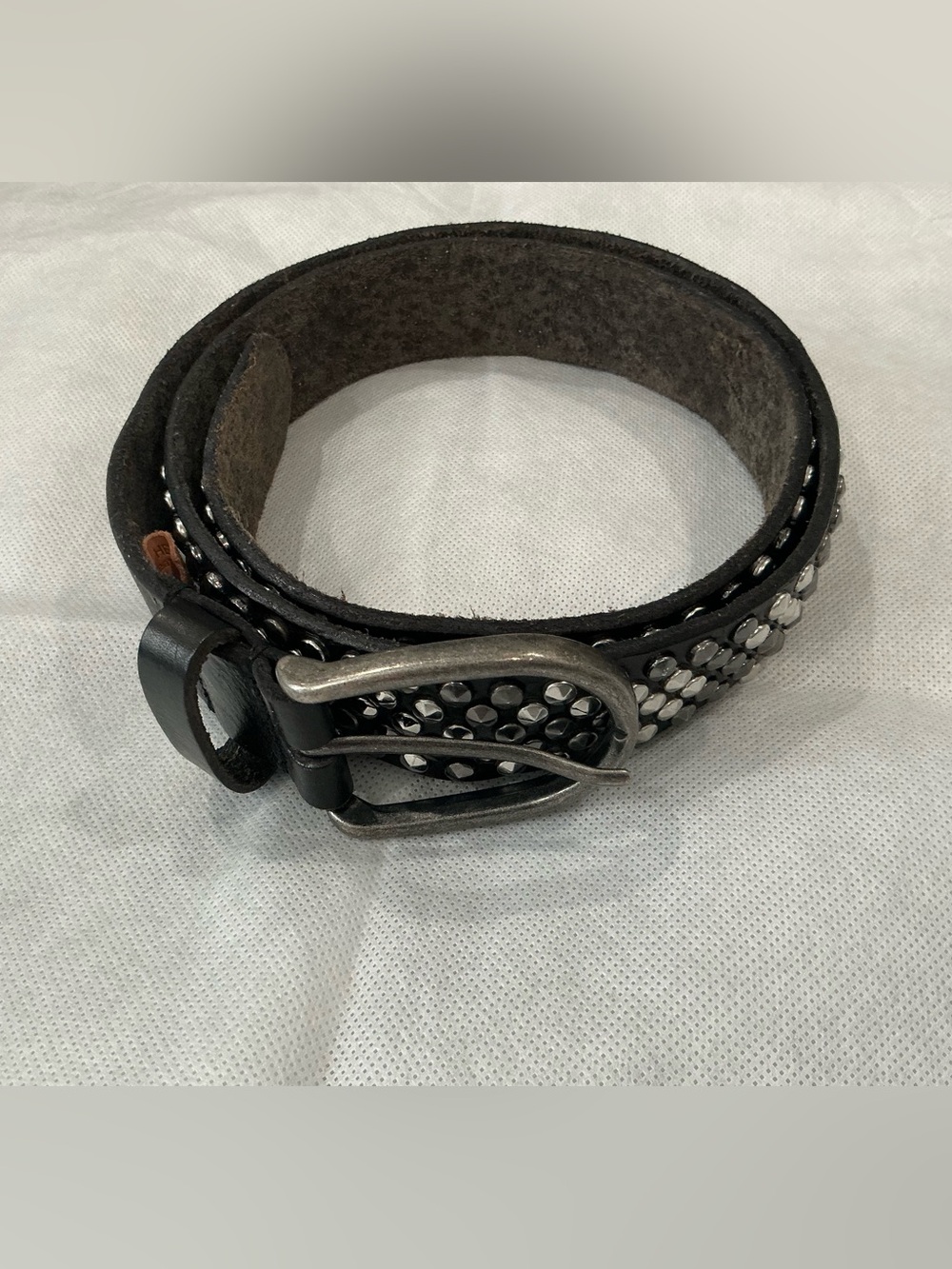 Amsterdam Heritage, black genuine, leather studded belt size 85.